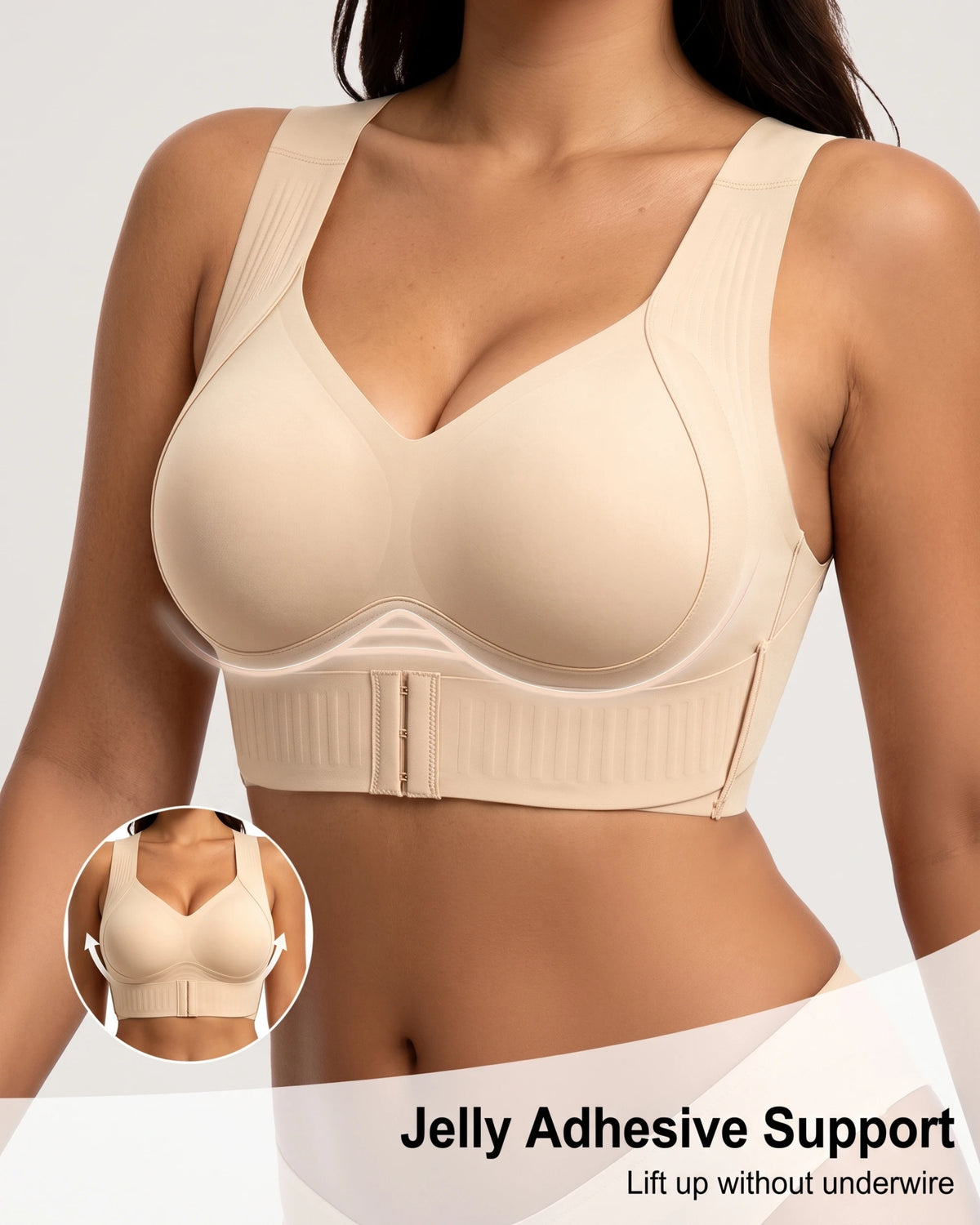 Seamless Front-Closure Wireless Posture Bra