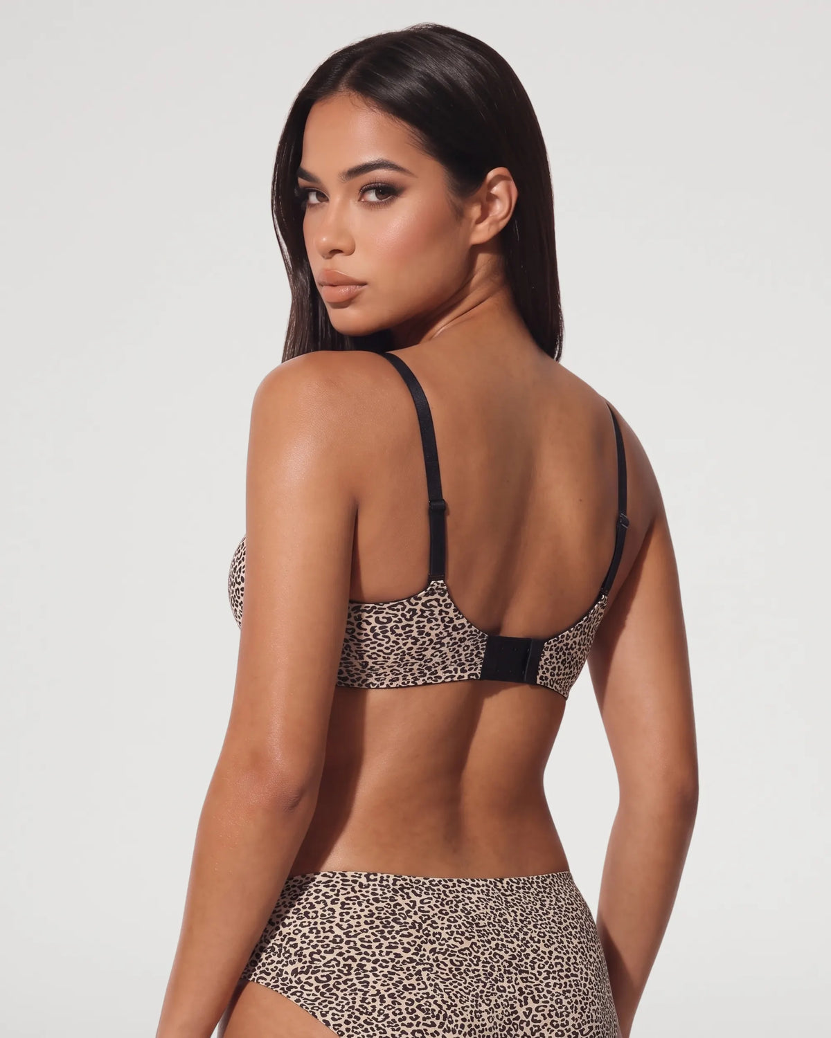 Cheetah Print Seamless Molded Push Up Wireless Balconette Bra