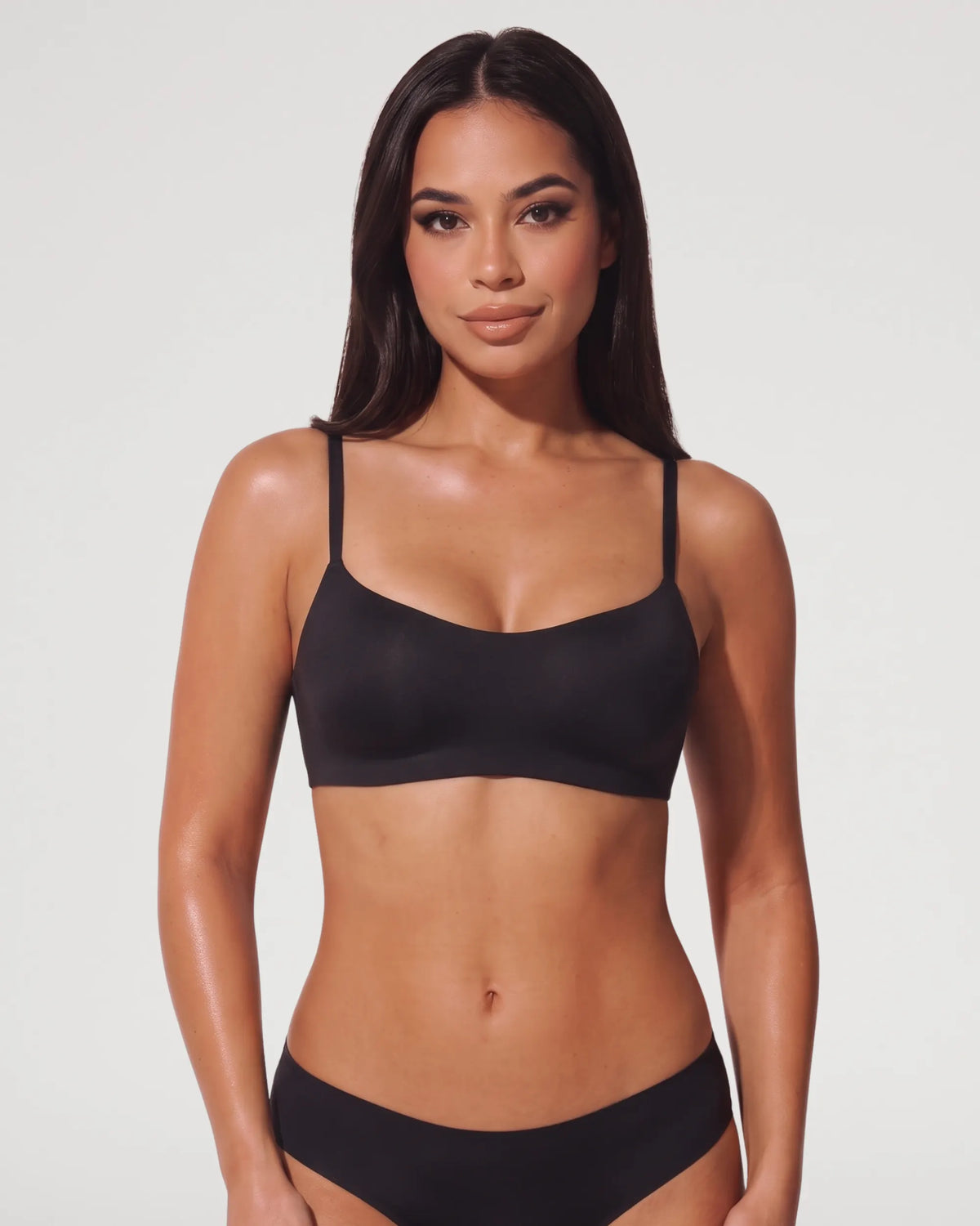 Black Seamless Molded Push Up Wireless Balconette Bra