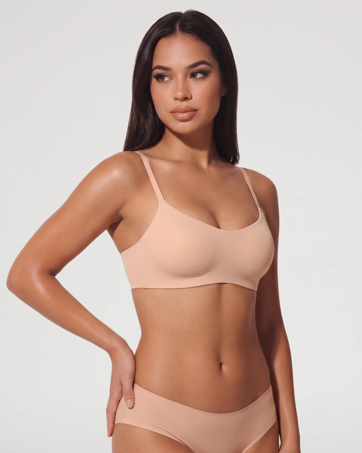 Nude Seamless Molded Push Up Wireless Balconette Bra