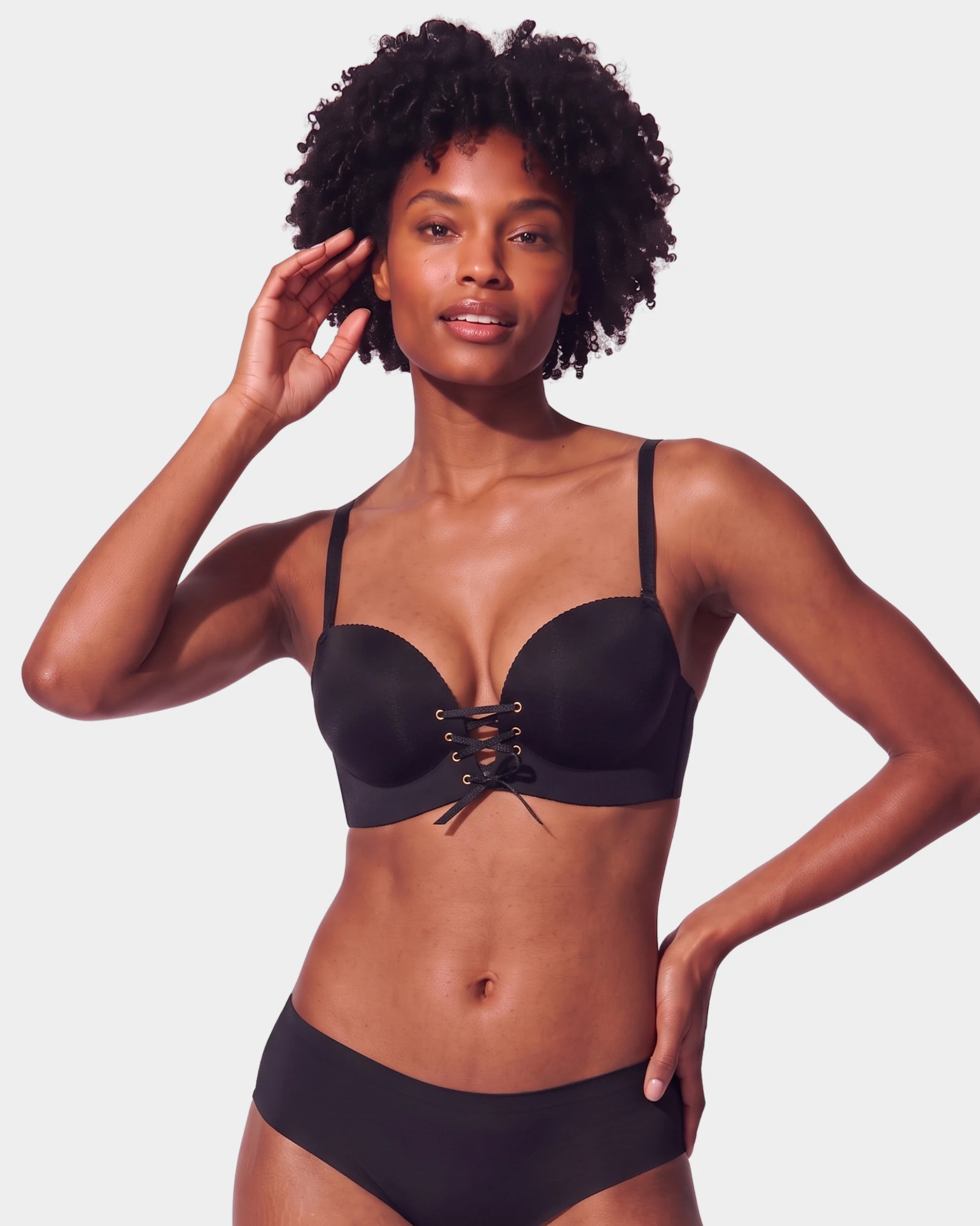 Wireless Front Lace-Up Push-Up Bra