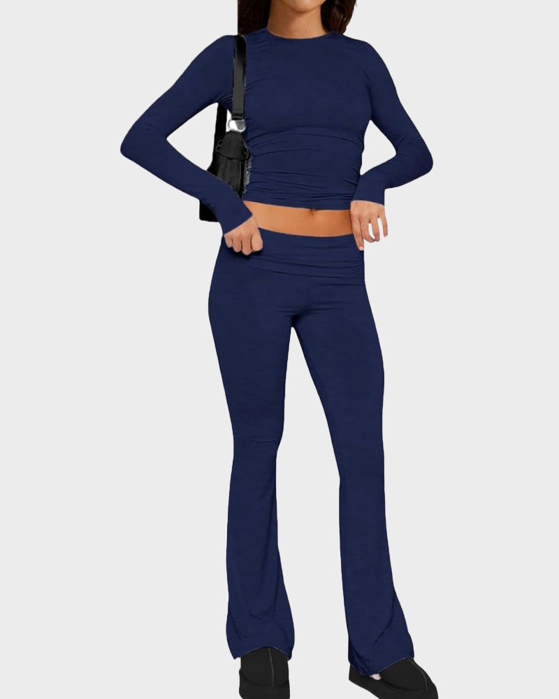 LilyCurve Long Sleeve Cotton Jersey Lounge Set in GY