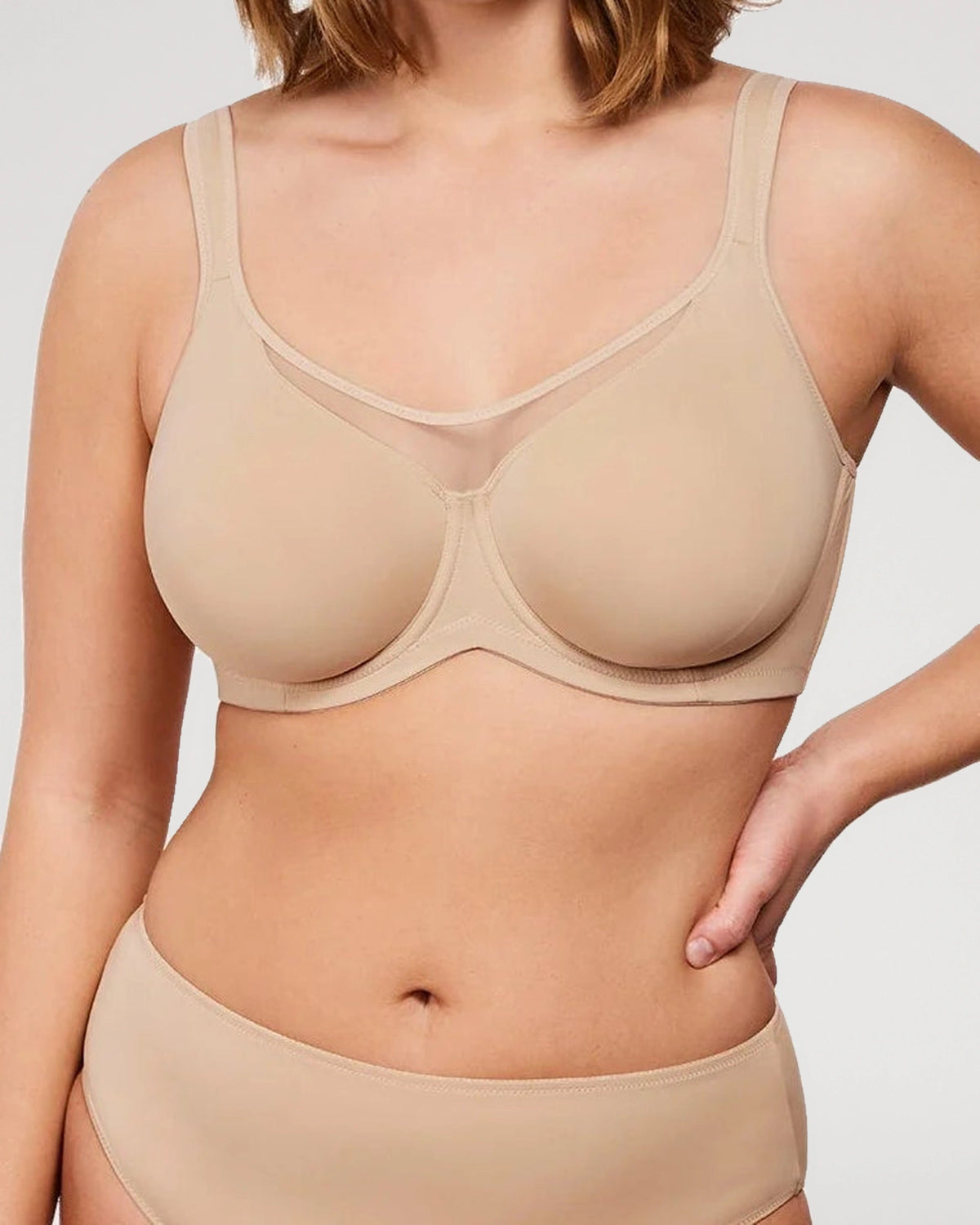 Strap and neckline view for the minimizer bra | LilyCurve