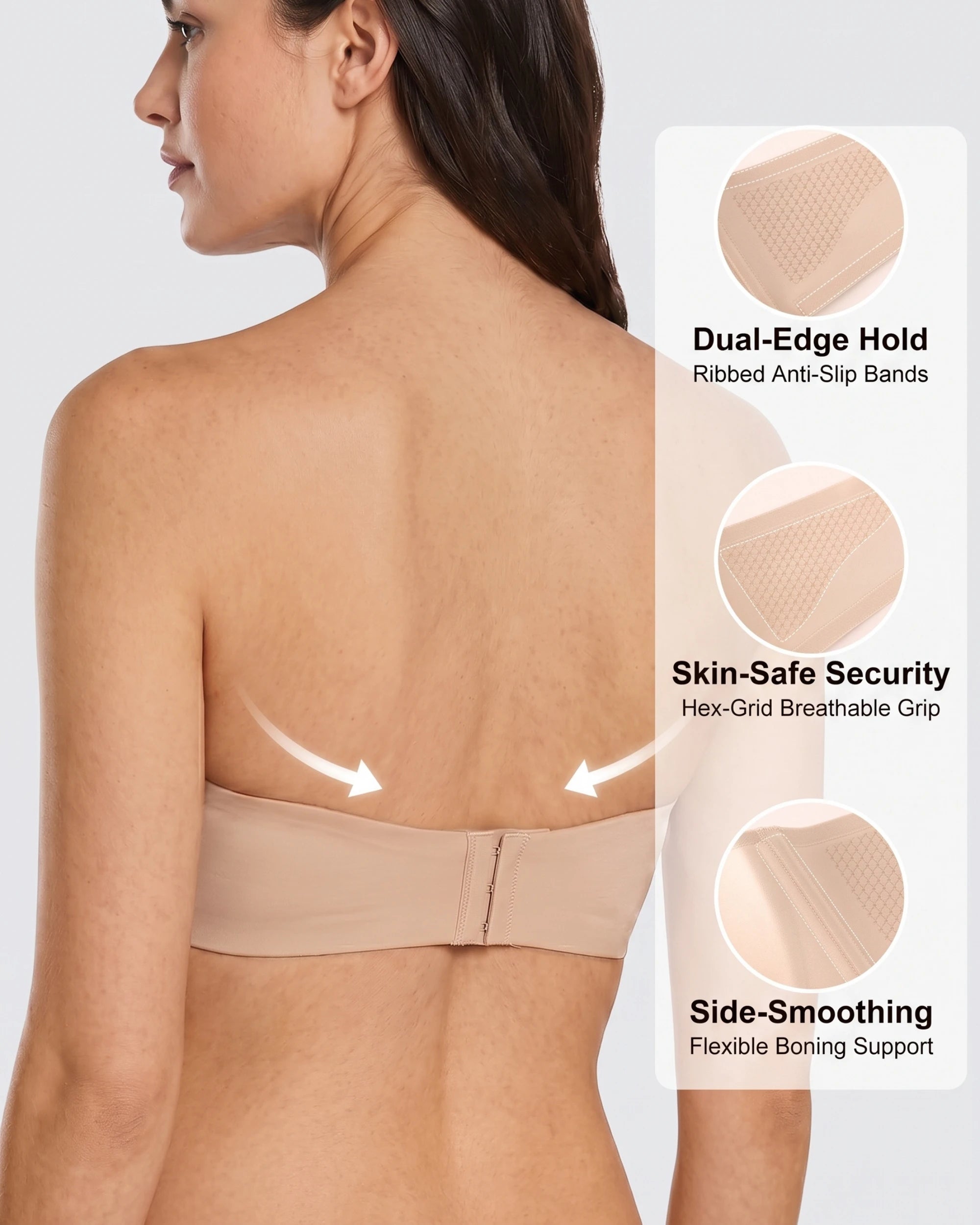 Sujetador sin tirantes sin costuras inalámbrico antideslizante con efecto push up (Jelly Bra)