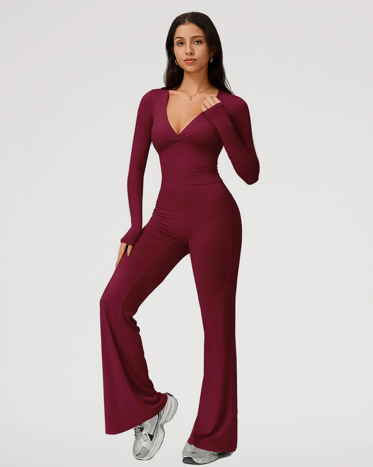 Close-up detail of the Womens 2 Piece High Stretch Sporty Activewear Set design | LilyCurve