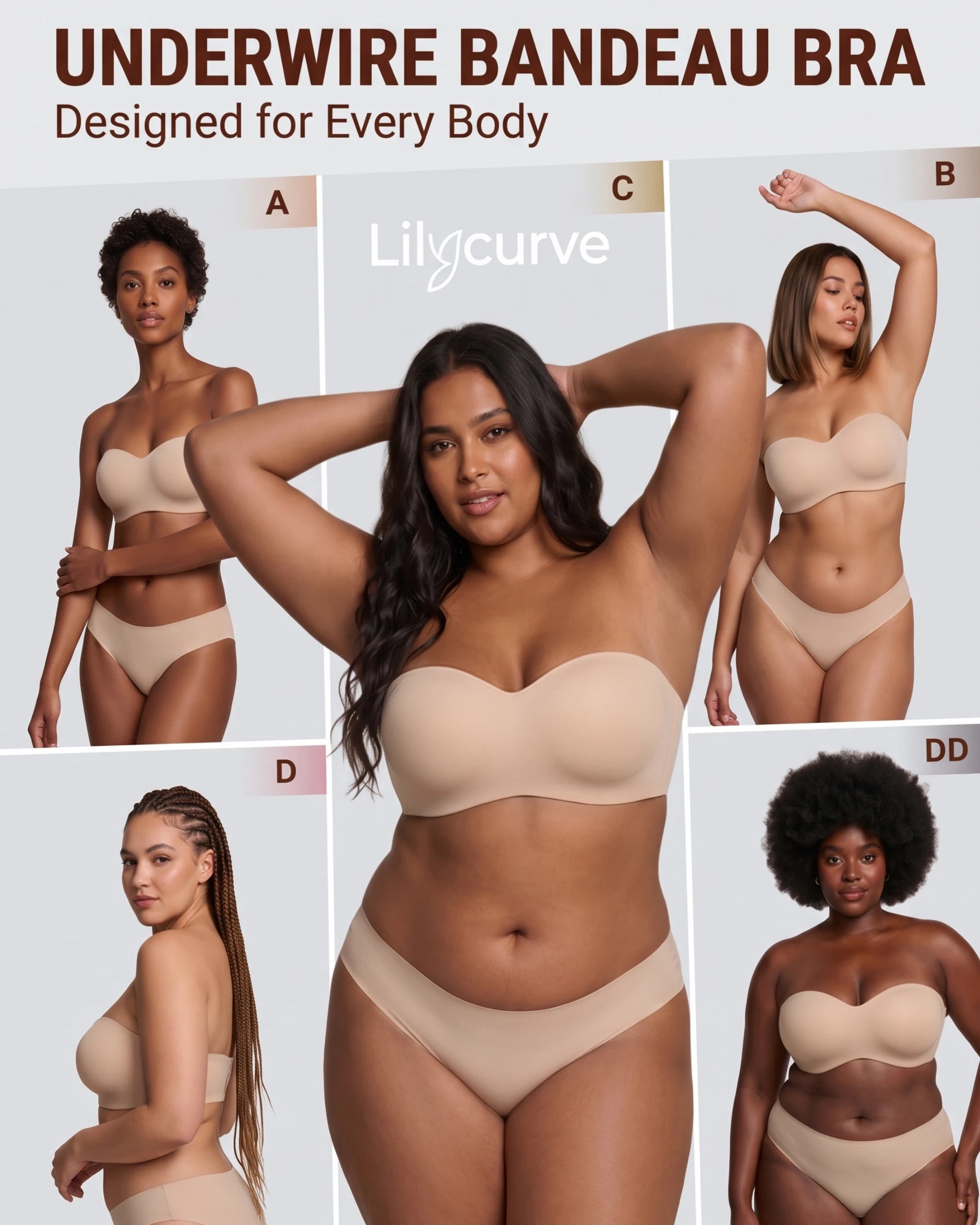 Sujetador sin tirantes sin costuras inalámbrico antideslizante con efecto push up (Jelly Bra)