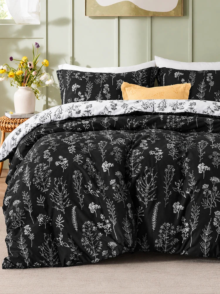 3-Piece Botanical Floral Reversible Comforter Set