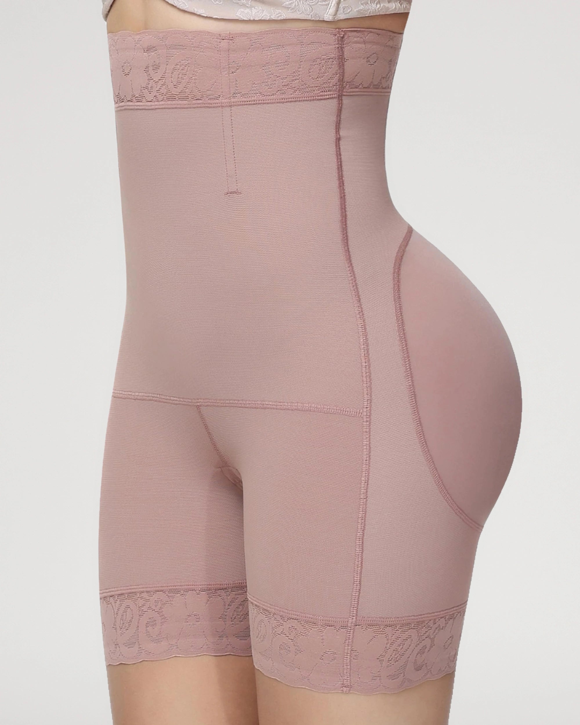 Fabric and finish detail on the Sculpting High Waisted Tummy Control Butt Lifter Shorts | LilyCurve