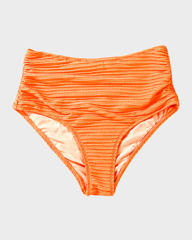 LilyCurve Textured Knot-Front High-Waisted Bikini Set in BK