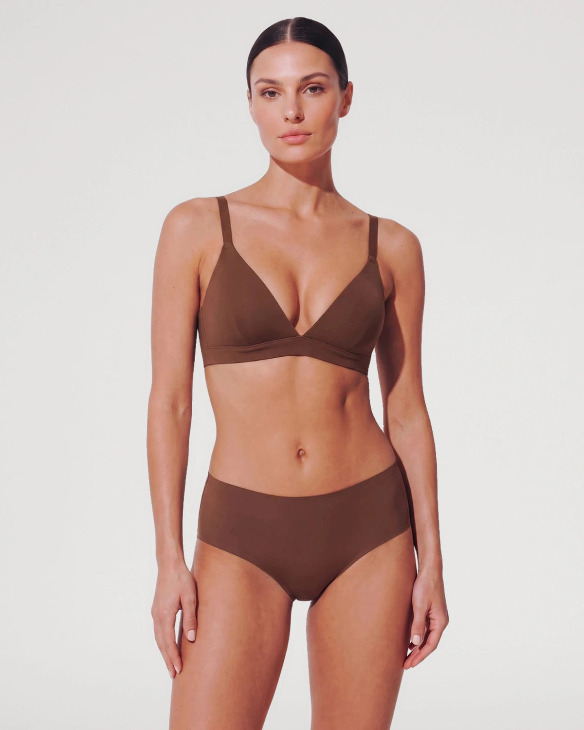 Front fit view of the Everyday Wireless Plunge Bralette Padded | LilyCurve
