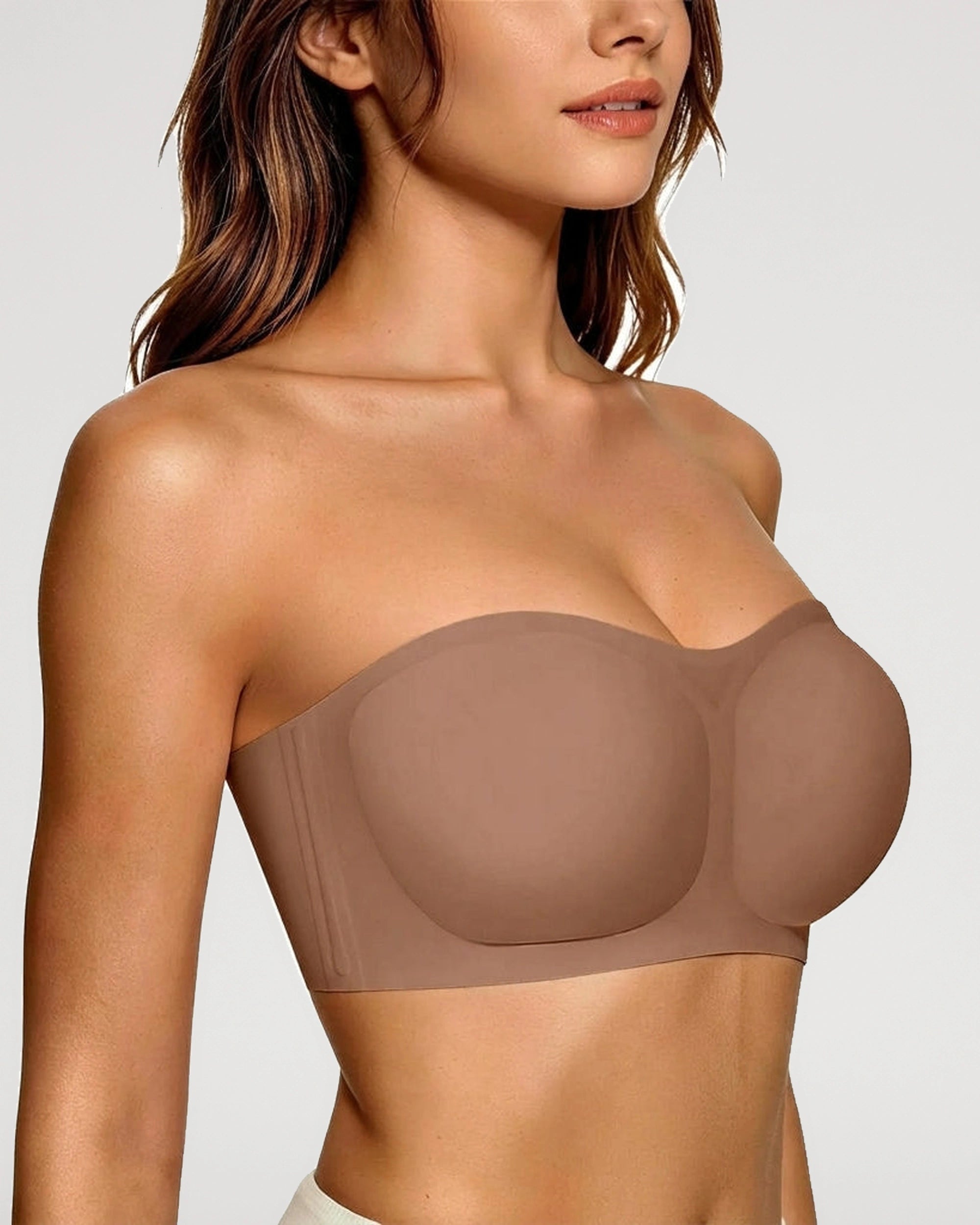 Close-up detail of the Seamless Strapless Bra Wireless Anti Slip Push Up Jelly Bra design | LilyCurve
