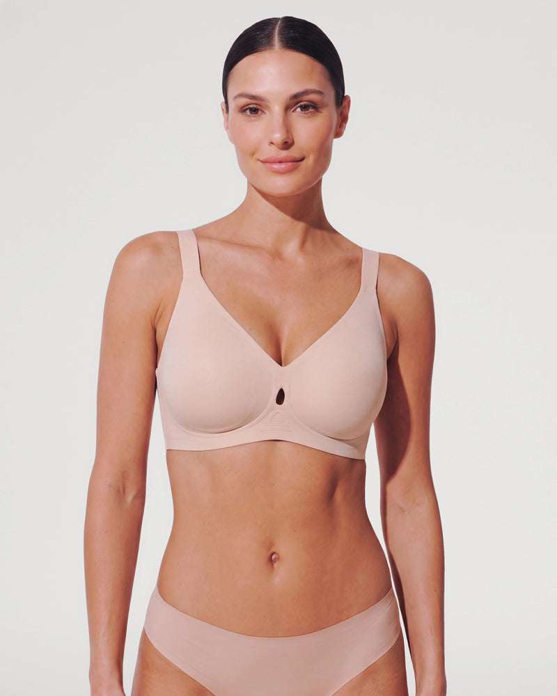 Comfort support view of this plunge bra | LilyCurve