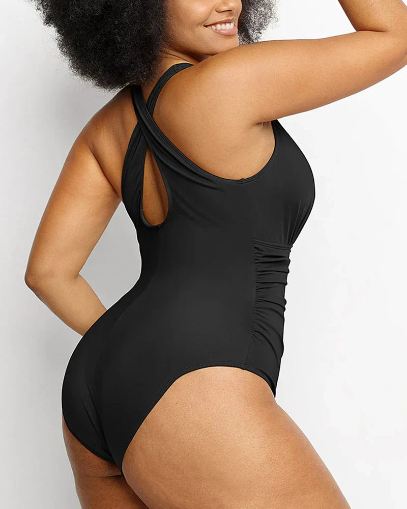 LilyCurve Smart Sculpt Plunge Swimsuit Flatter Your Figure in RD