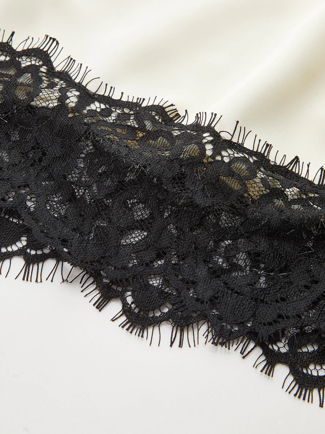 Contrast Black Lace Trim Satin Camisole Top