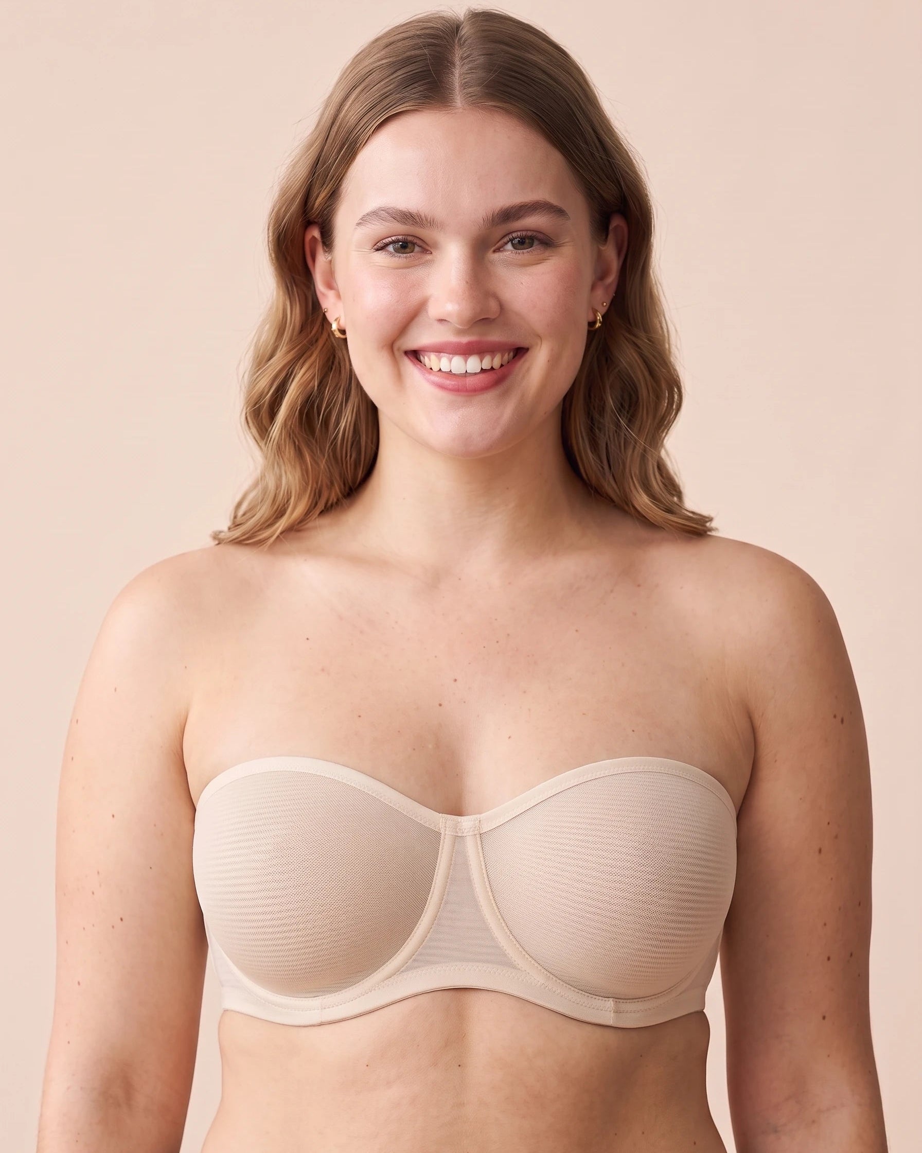 Sheer Mesh Unlined Underwire Strapless Balconette Bra