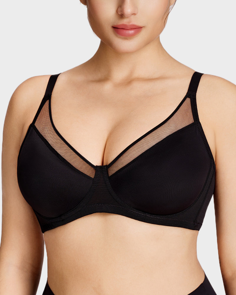 LilyCurve Breathable Mesh Minimizer Support Bra in NU