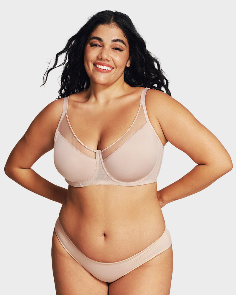 LilyCurve Breathable Mesh Minimizer Support Bra in NU