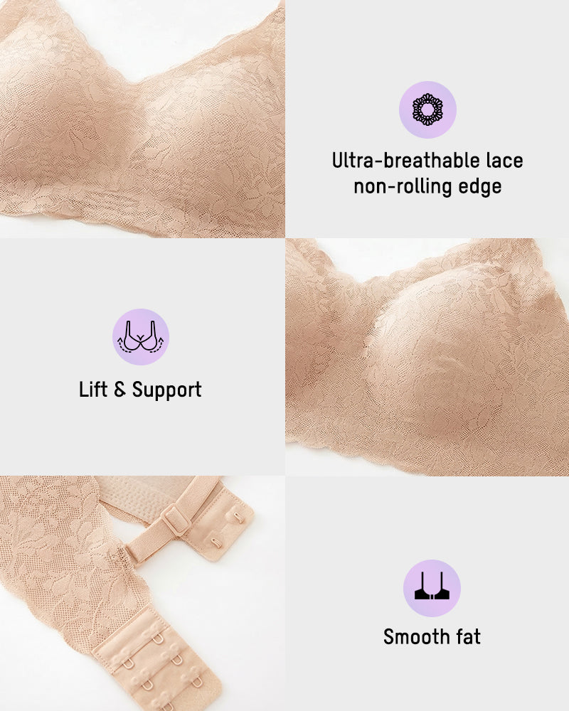 LilyCurve Breathable Lace Lift Bra in BK