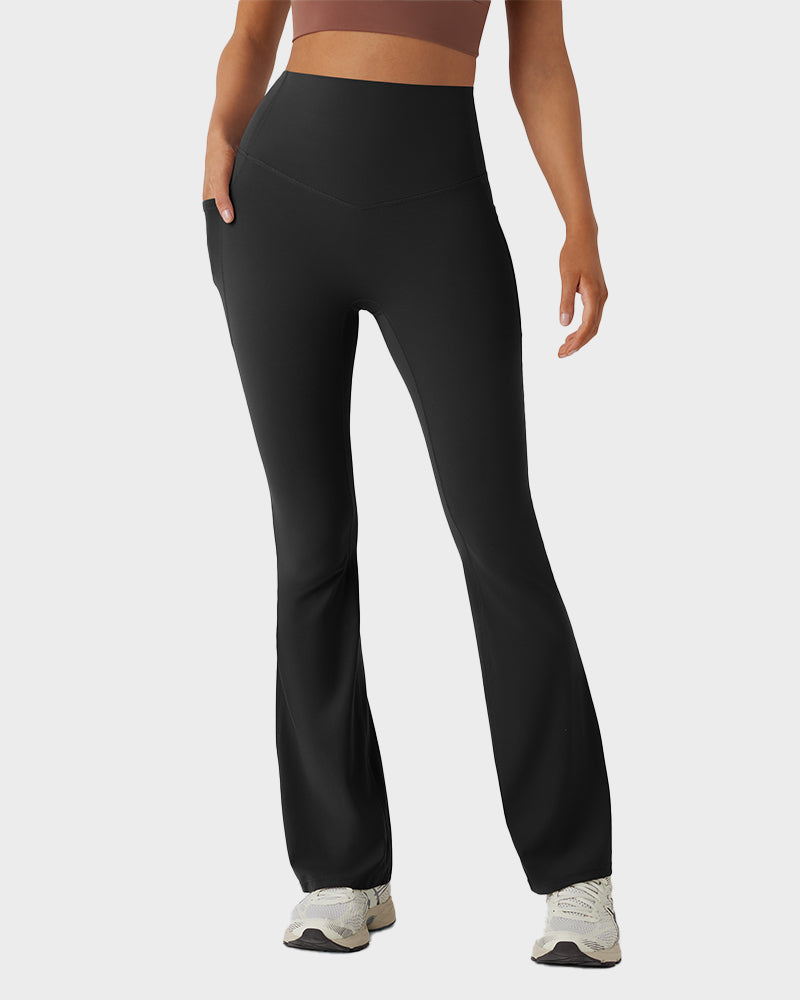 LilyCurve Butt-Lifting High Waist Bootcut Yoga Leggings in GY