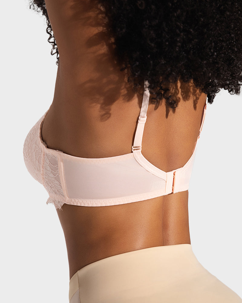 LilyCurve Ultra-Light Lace Underwire Push-Up Bra in BK