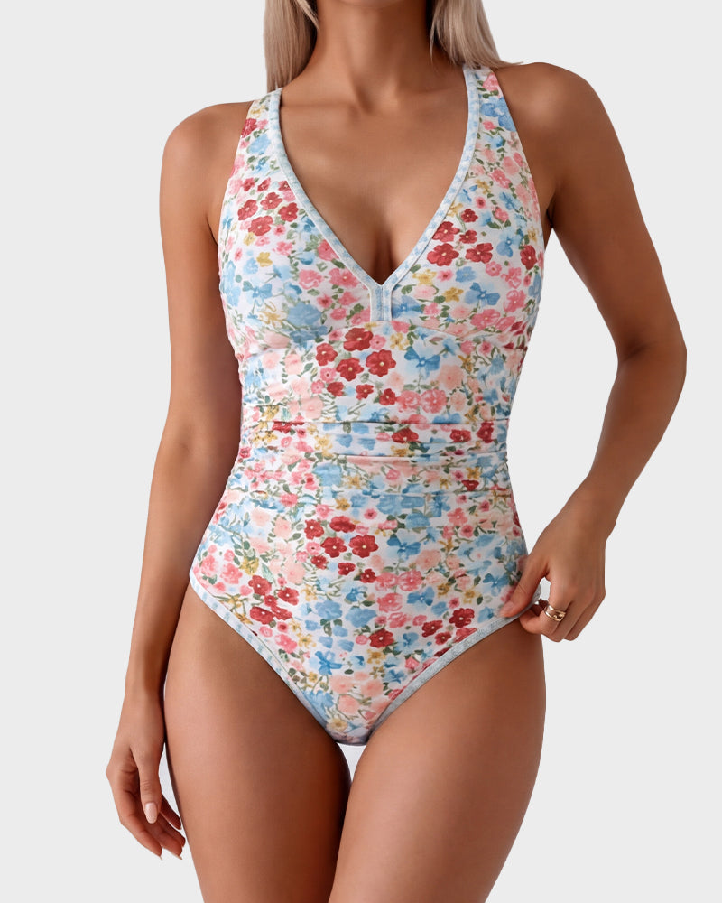 LilyCurve Deep V Sculpting One-Piece Swimsuit in BK