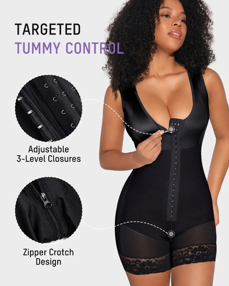 Extra Firm Post Surgery Full Body Shaper Zipper Crotch Fajas