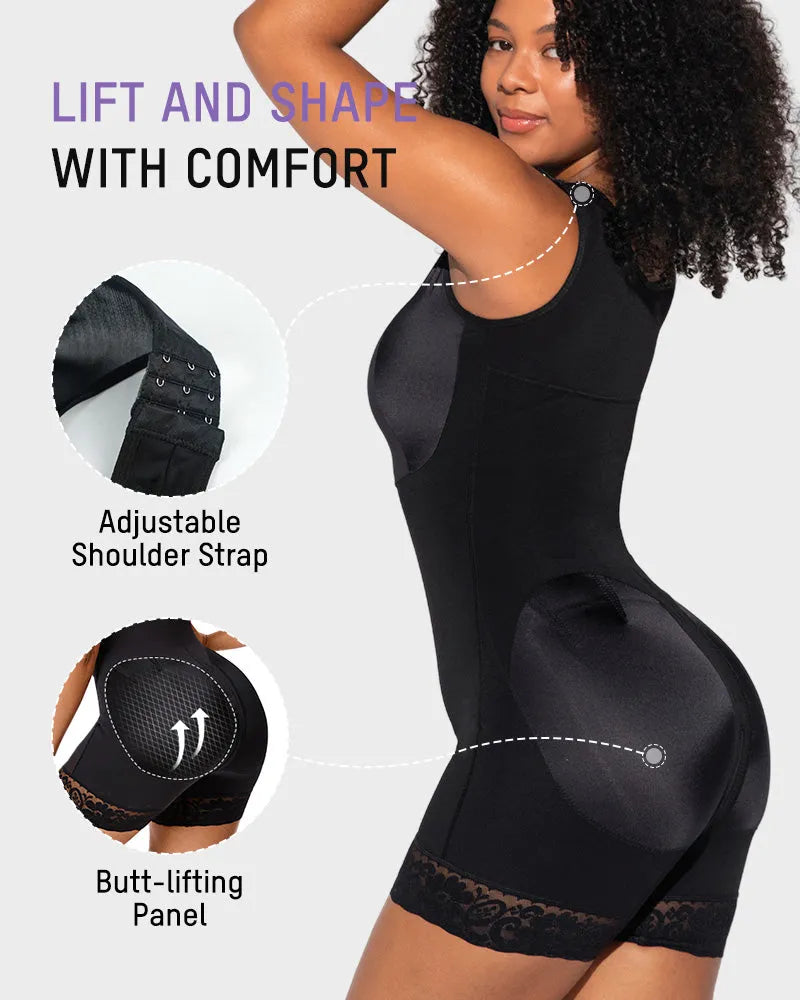 Extra Firm Post Surgery Full Body Shaper Zipper Crotch Fajas