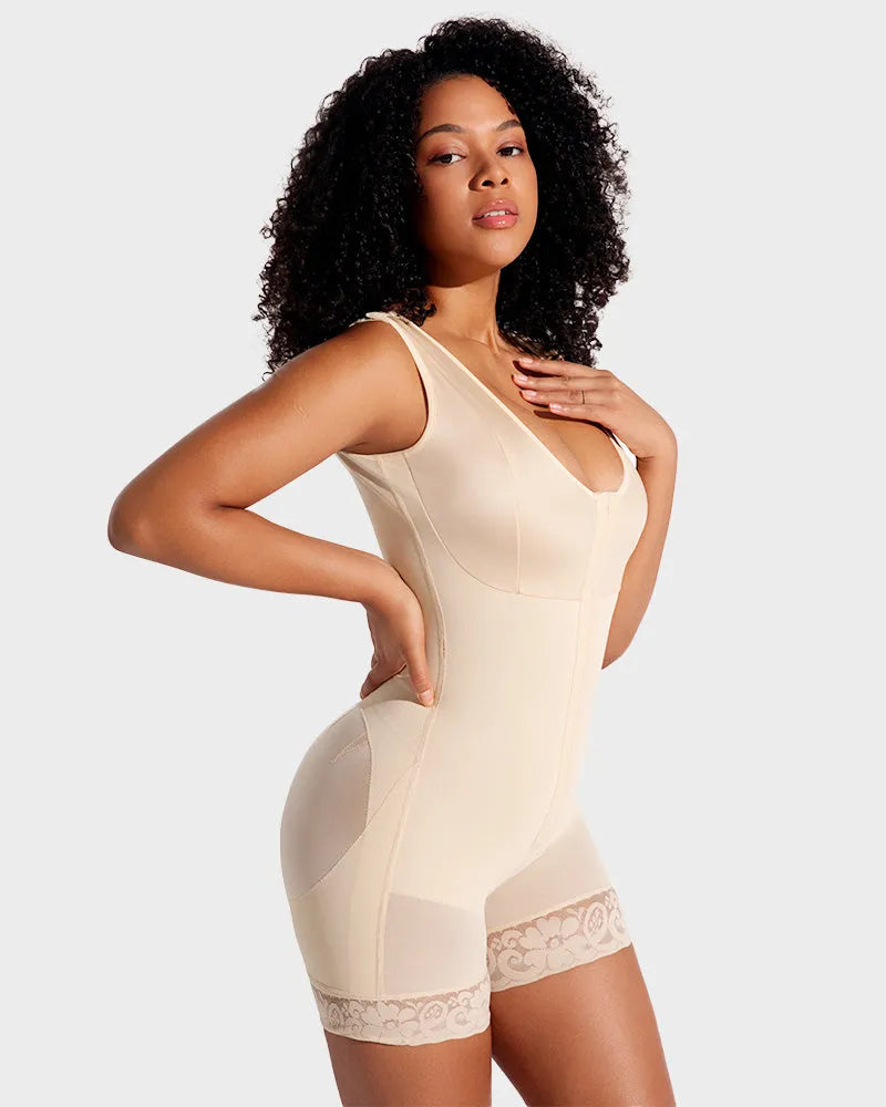 Extra Firm Post Surgery Full Body Shaper Zipper Crotch Fajas