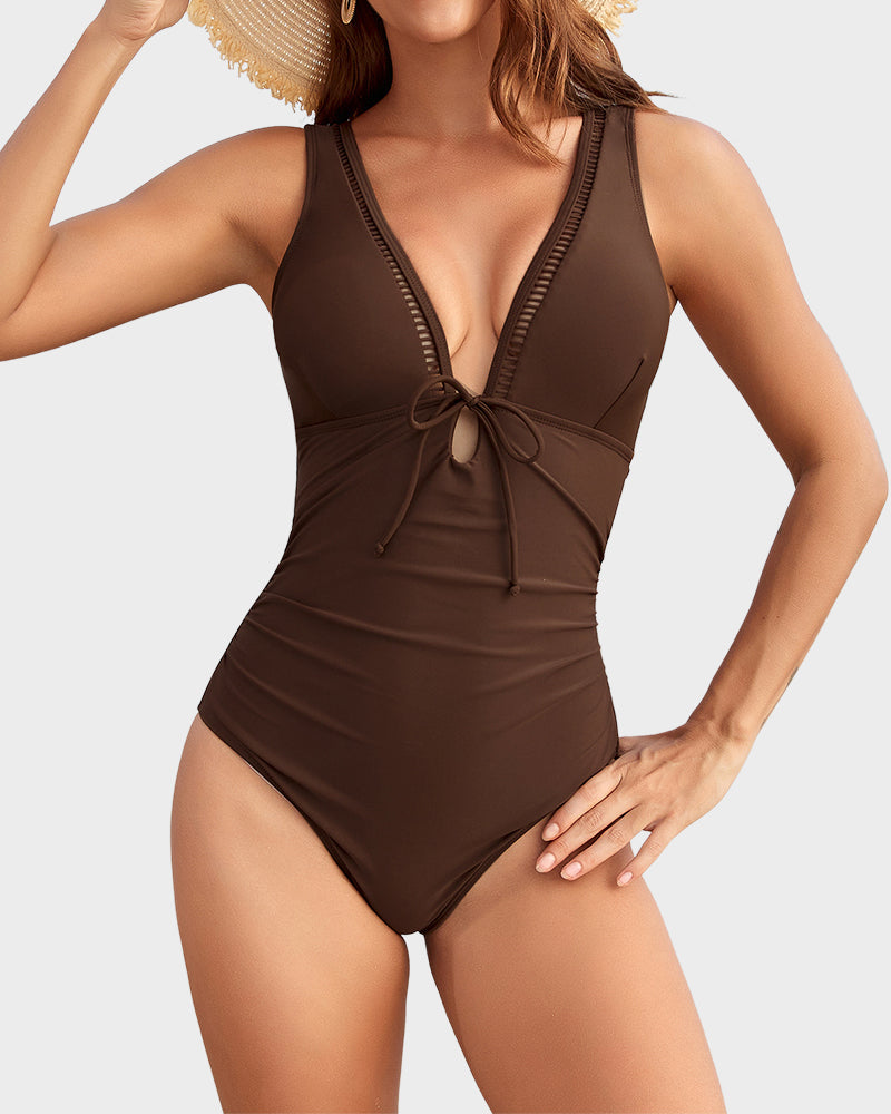LilyCurve Deep V Sculpting One-Piece Swimsuit in YE
