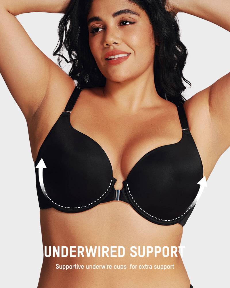 LilyCurve Front Closure Push-Up Lift Bra in BK