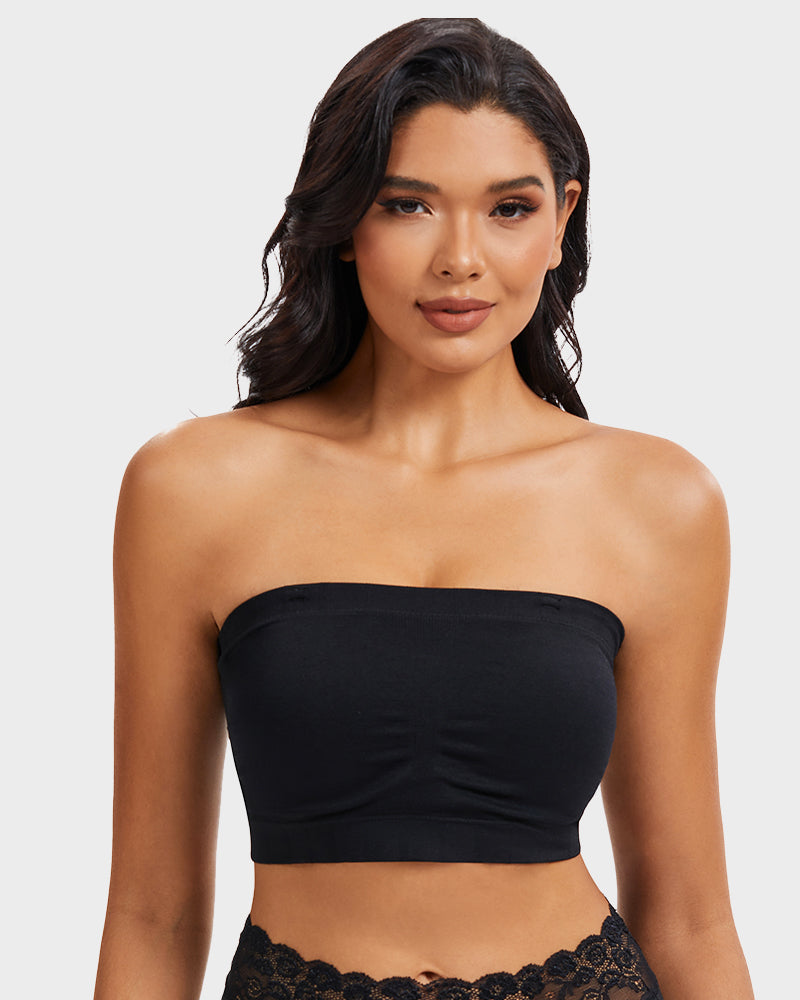 LilyCurve Full-Coverage Seamless Bandeau Bra in BK