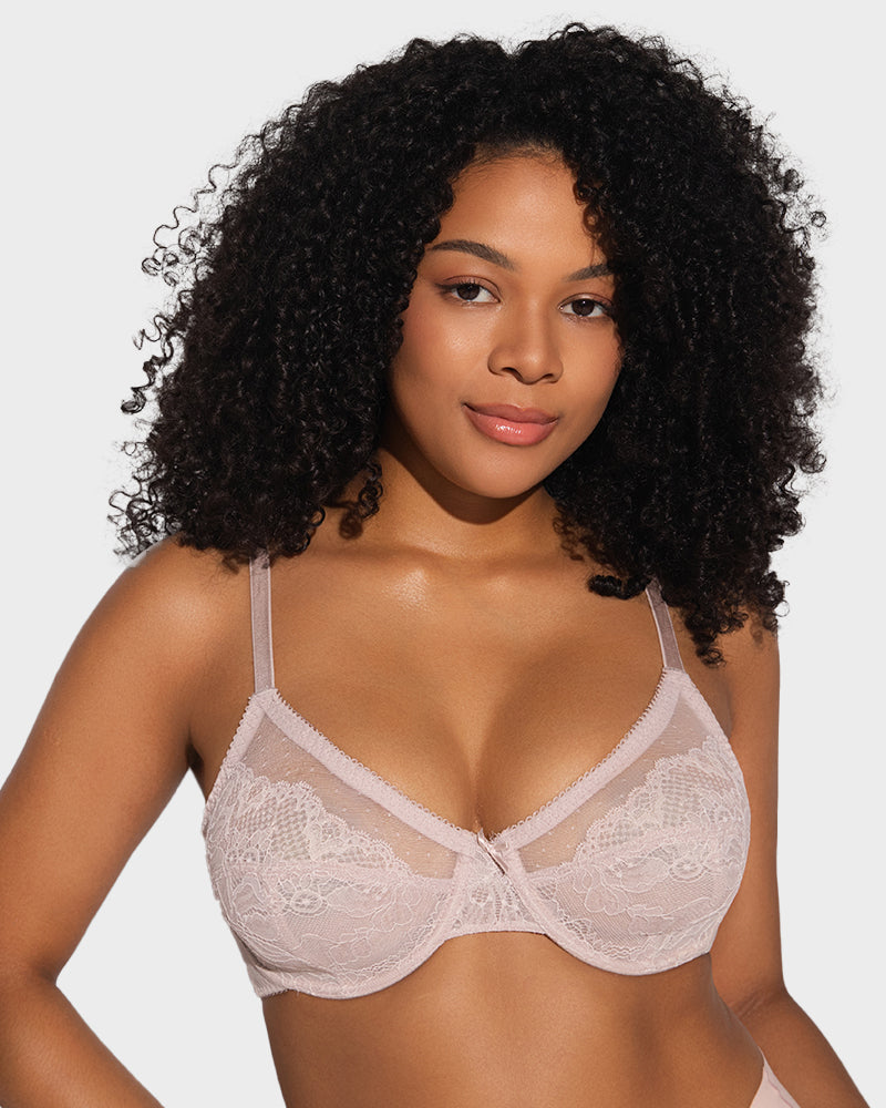 LilyCurve Full Coverage Lace Minimizer Bra - Petal in PK