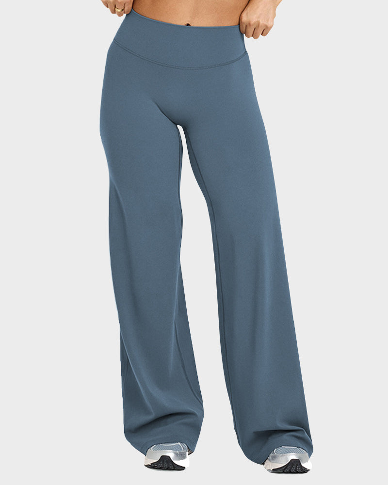 LilyCurve High-Waisted Elastic Wide-Leg Lounge Yoga Pants in GY