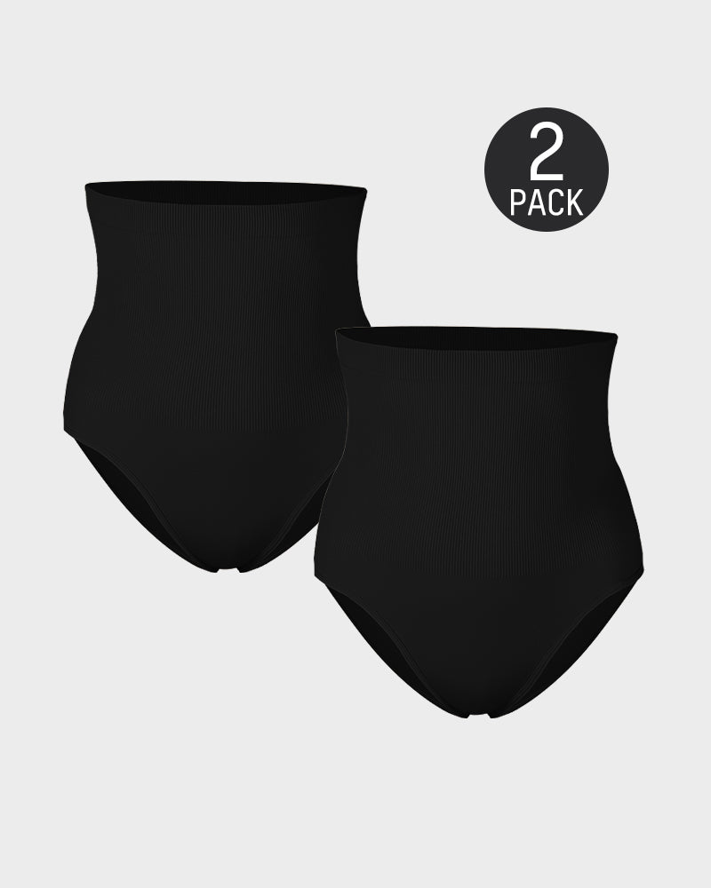 LilyCurve High Waist Tummy Control Brief Panty (2 Pack) in BN