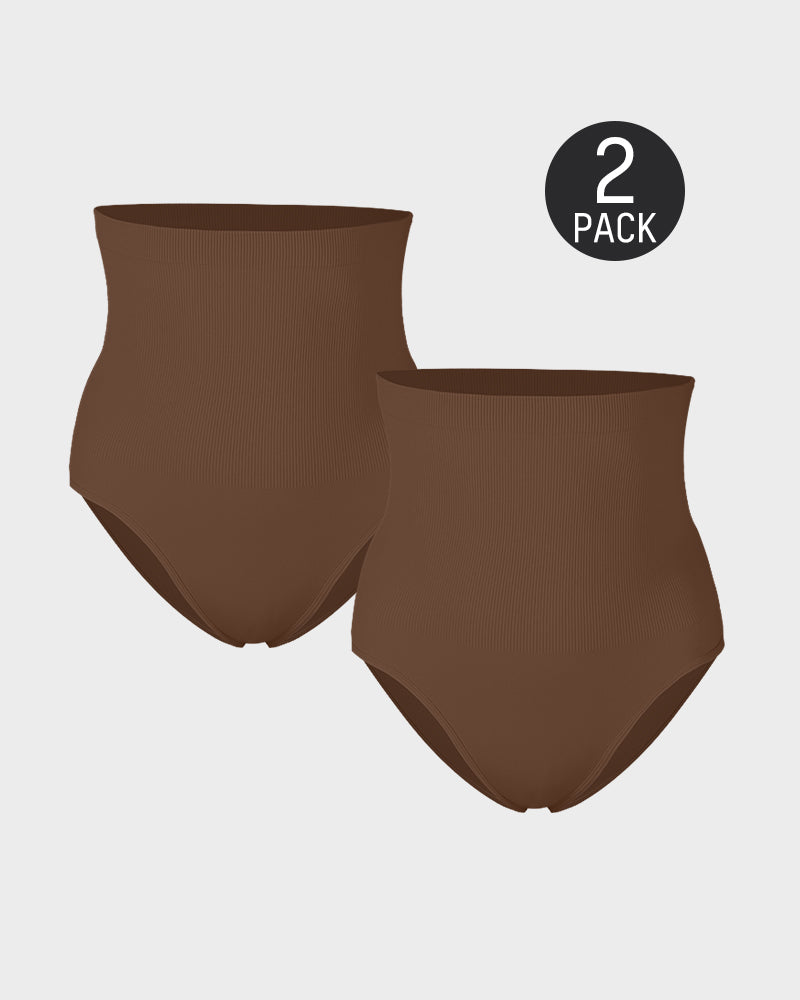 LilyCurve High Waist Tummy Control Brief Panty (2 Pack) in BN