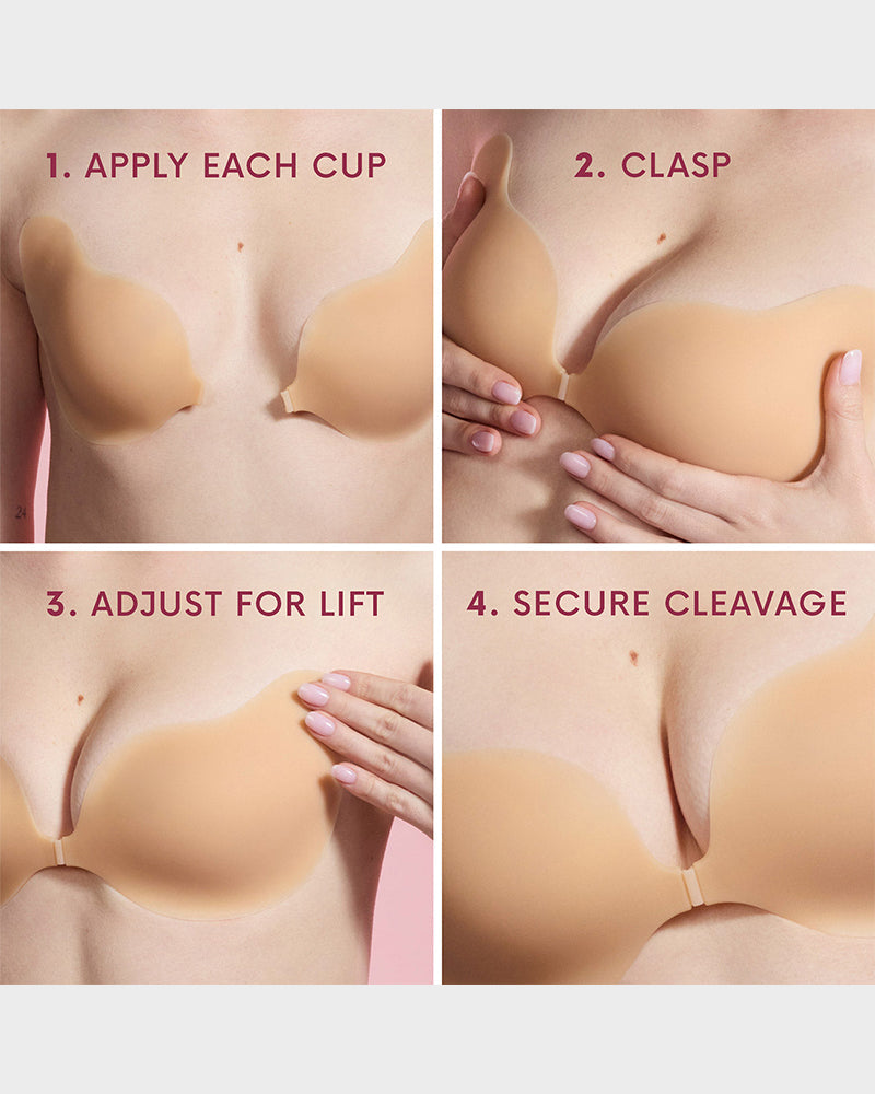 LilyCurve Invisible Lift Sticky Cleavage Bra (2 Pairs) in BN