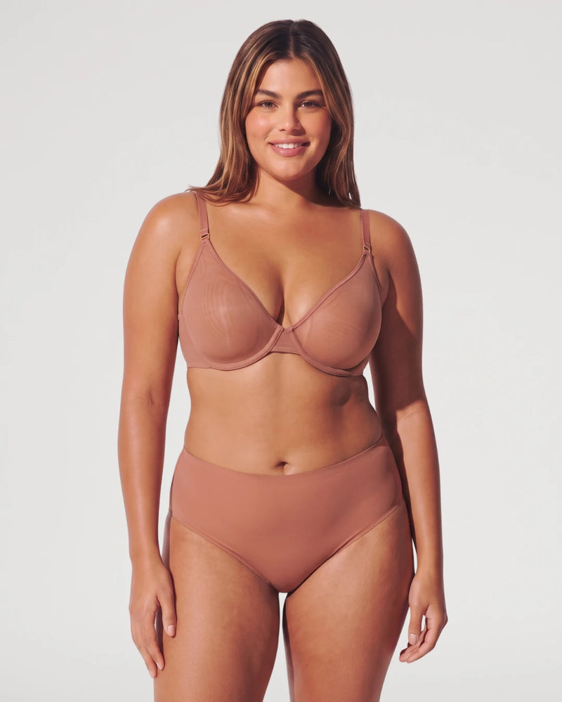 Sheer Mesh Unlined Underwire Plunge Bra