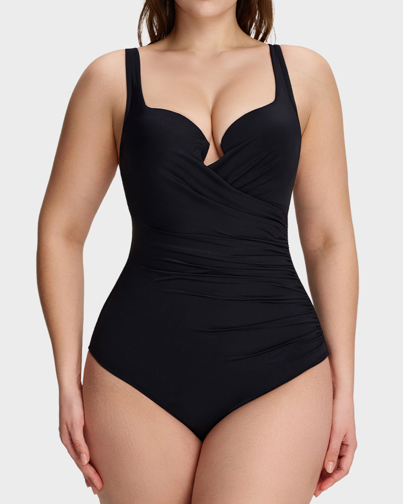 LilyCurve SculptFit PlungeLift One-Piece Swimsuit in BK