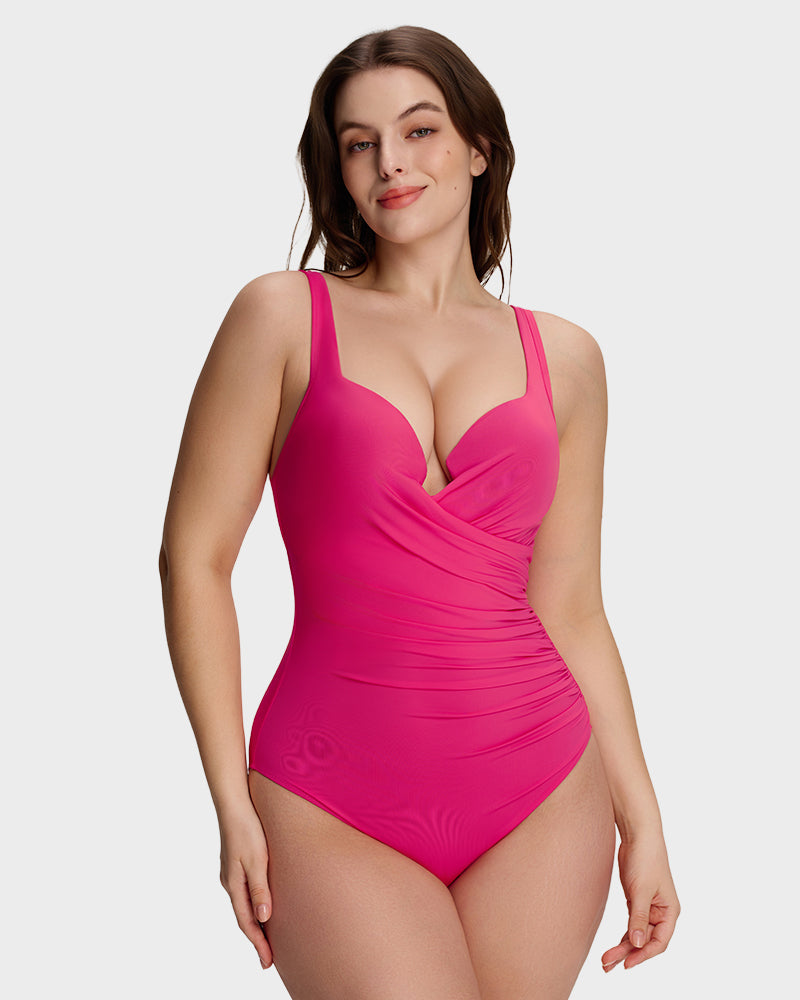 LilyCurve SculptFit PlungeLift One-Piece Swimsuit in PK