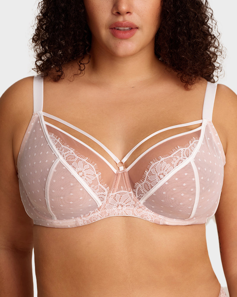 LilyCurve Plus Size Lace Full Coverage Minimizer Bra in BK