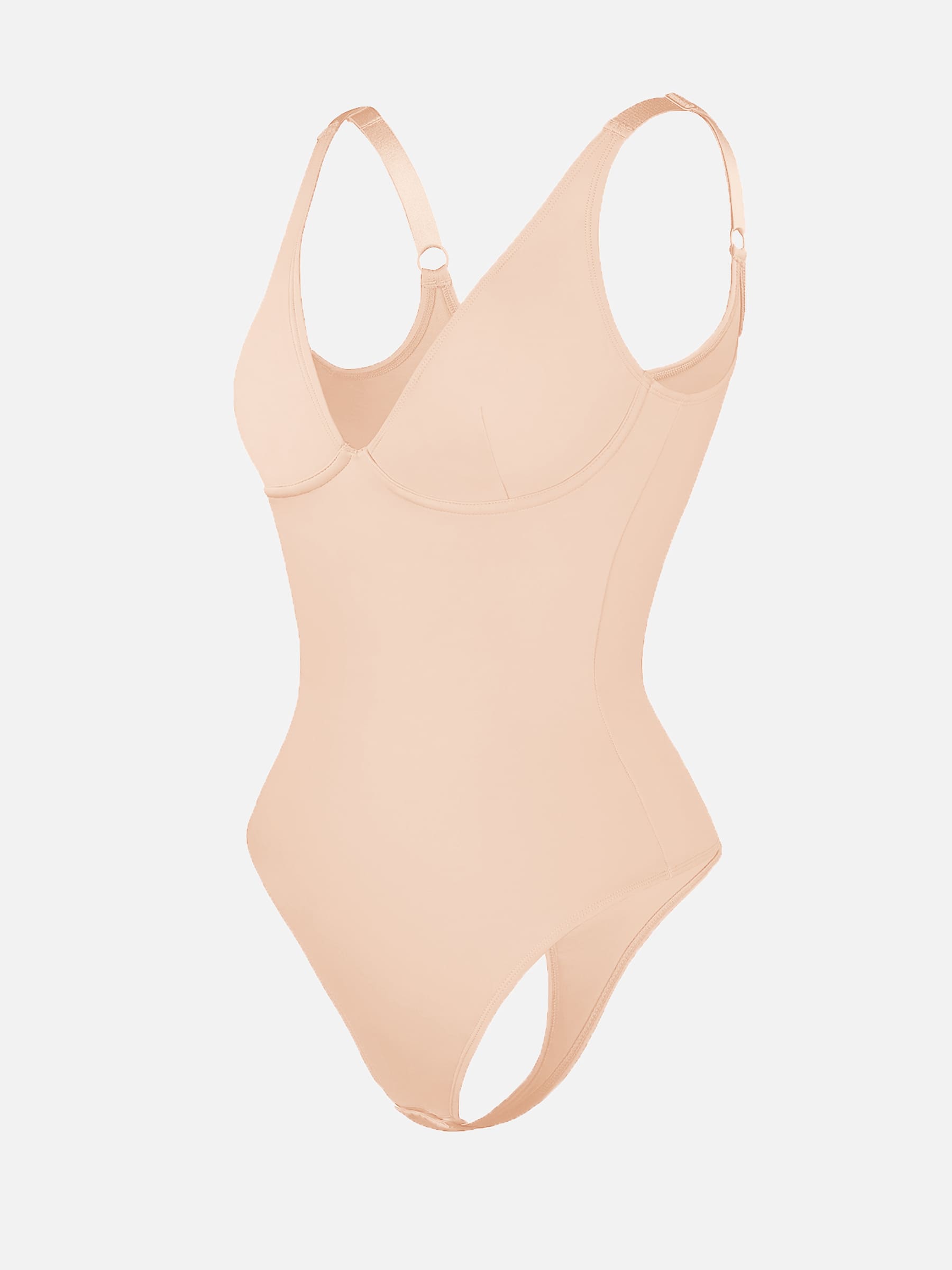V-Neck Tummy Control Sculpt Bodysuit - V-neck Thong - Dark Brown - View 33
