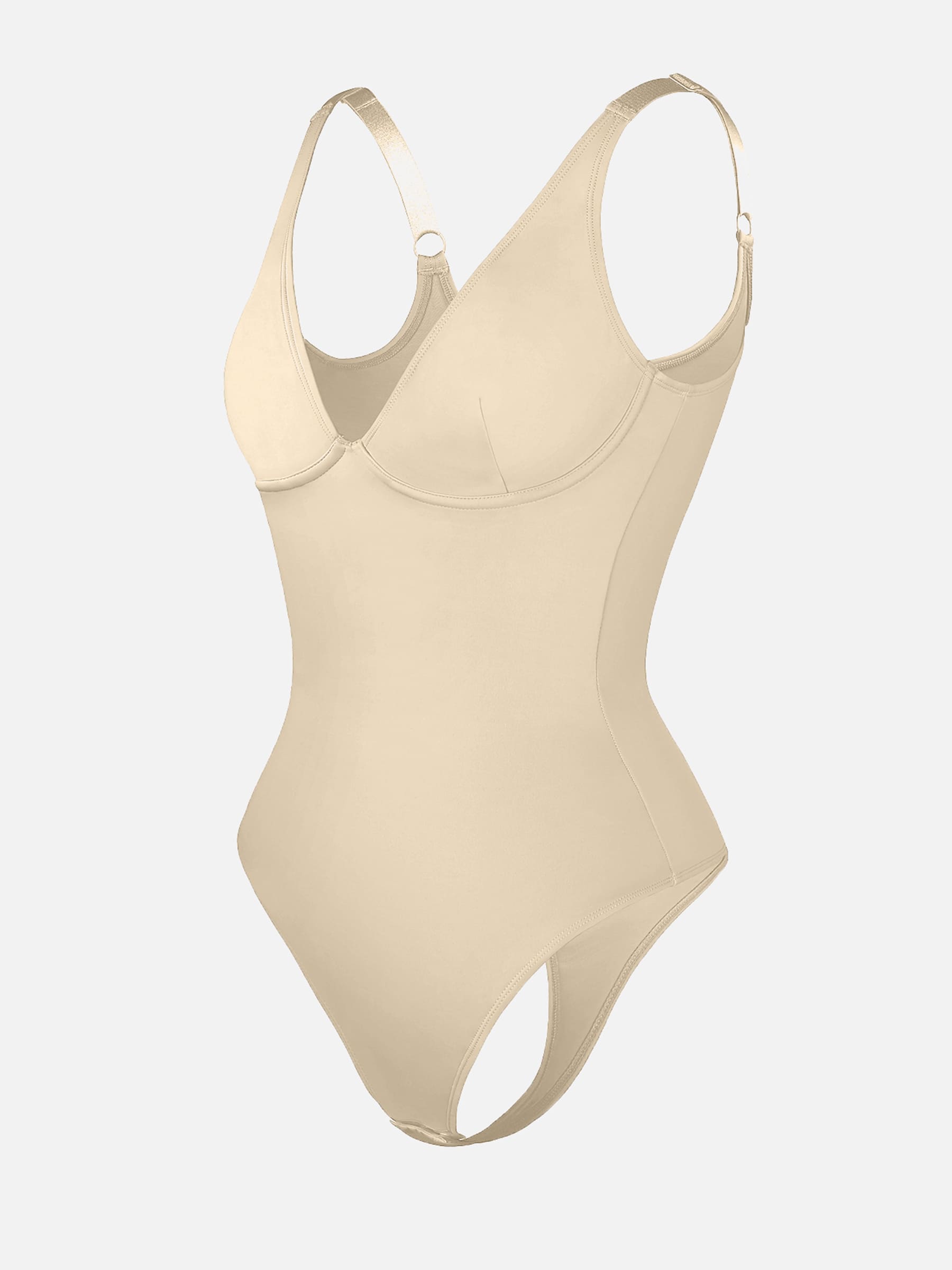 V-Neck Tummy Control Sculpt Bodysuit - V-neck Thong - Chestnut Brown - View 80