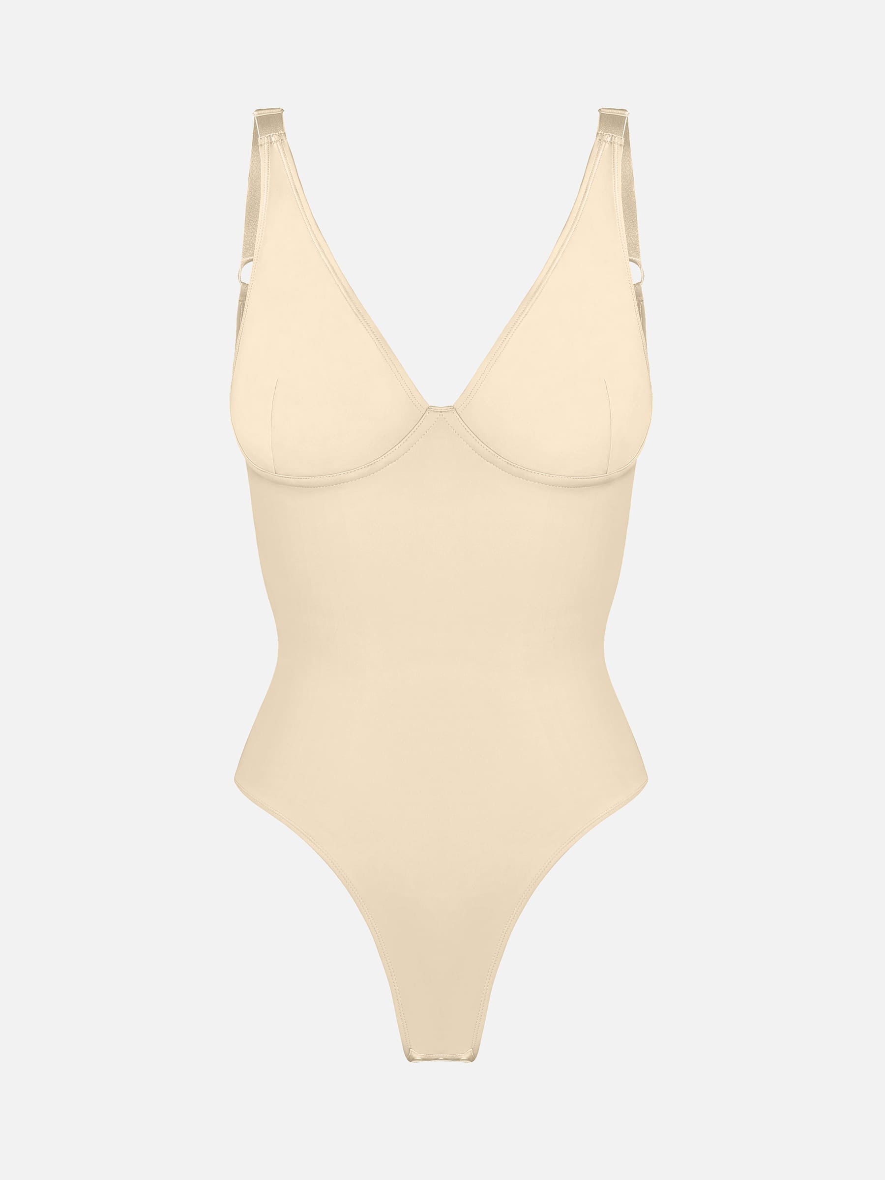 V-Neck Tummy Control Sculpt Bodysuit - V-neck Thong - Chestnut Brown - View 79