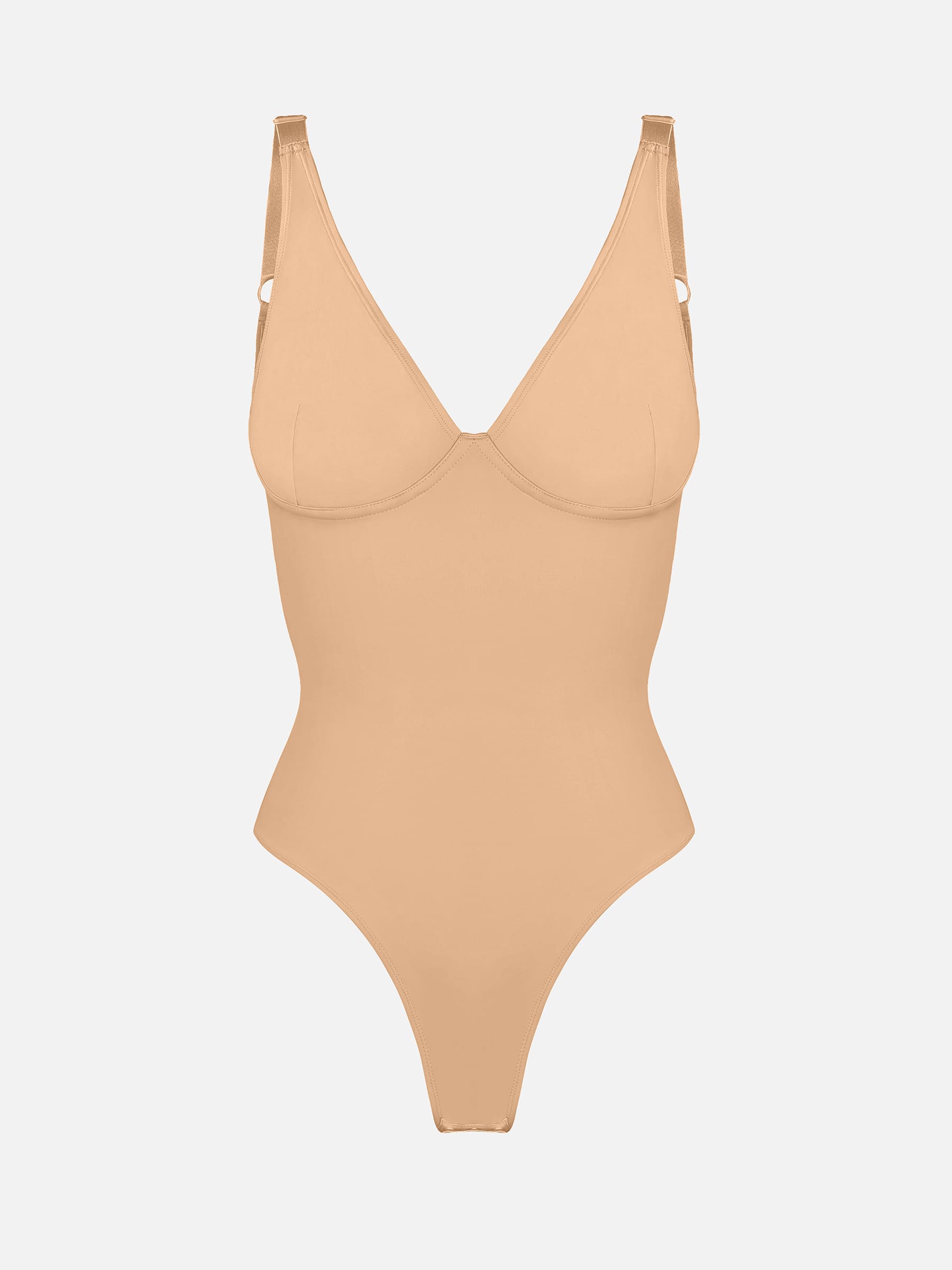 V-Neck Tummy Control Sculpt Bodysuit - V-neck Thong - Rust Red - View 63