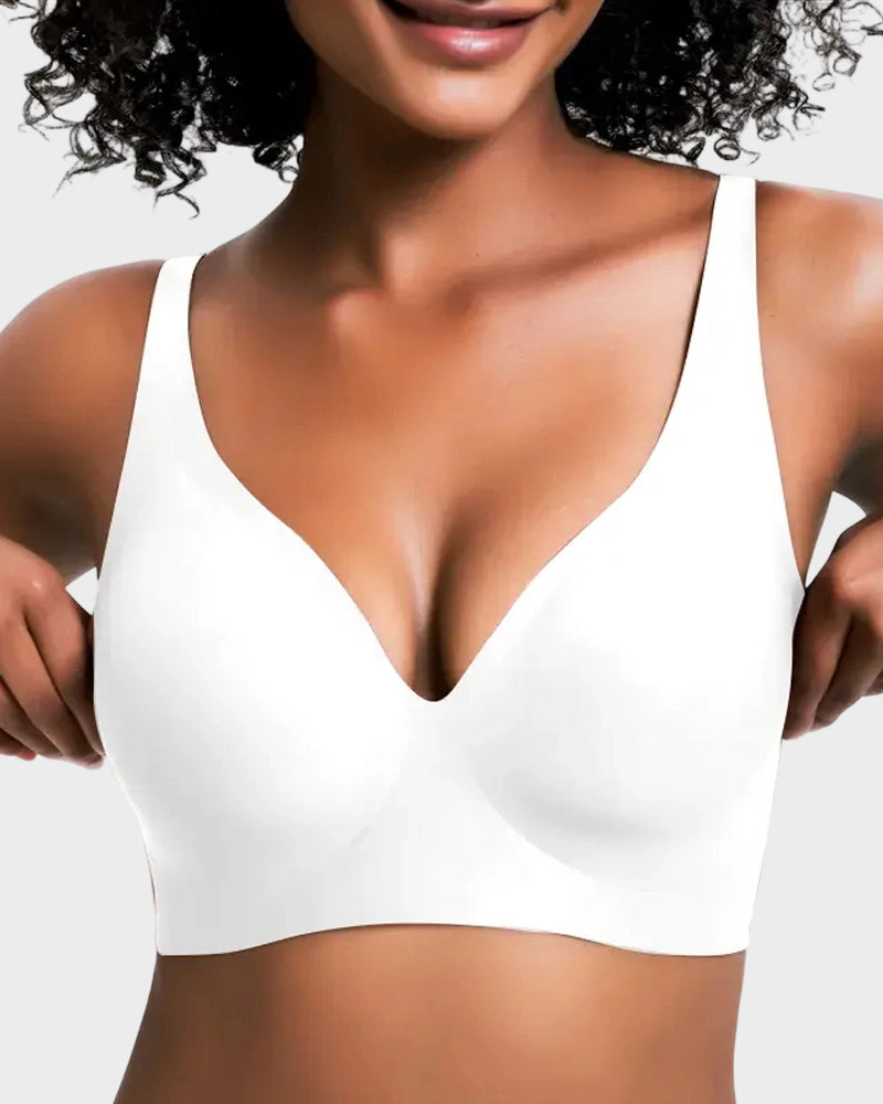 LilyCurve Seamless Deep V Push-Up Wireless Bra in NU