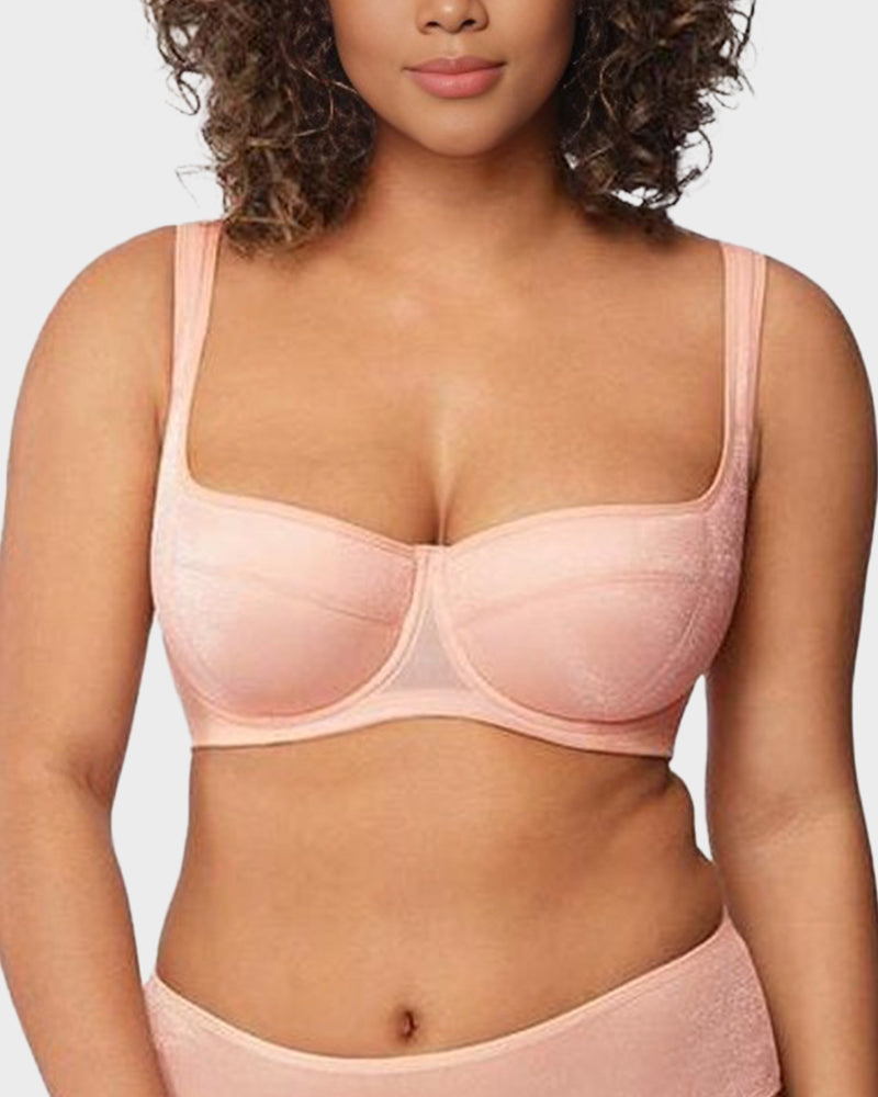 LilyCurve Shimmer Lightly Padded Balconette Bra in BN