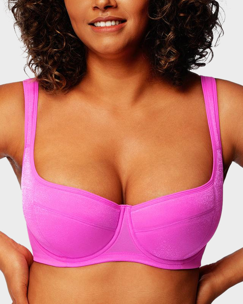 LilyCurve Shimmer Lightly Padded Balconette Bra in BN