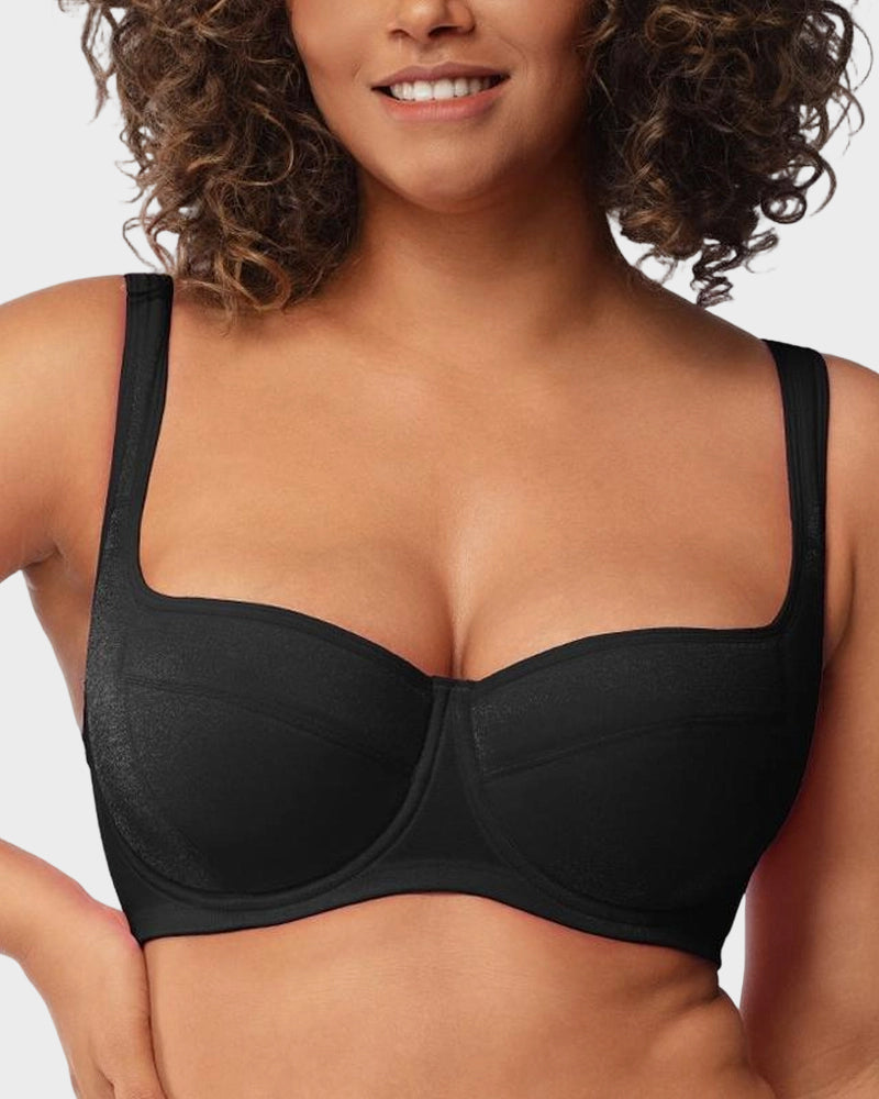 LilyCurve Shimmer Lightly Padded Balconette Bra in BN