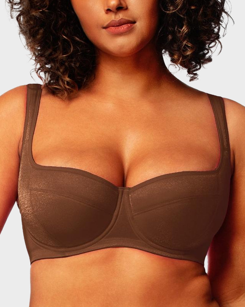 LilyCurve Shimmer Lightly Padded Balconette Bra in BN