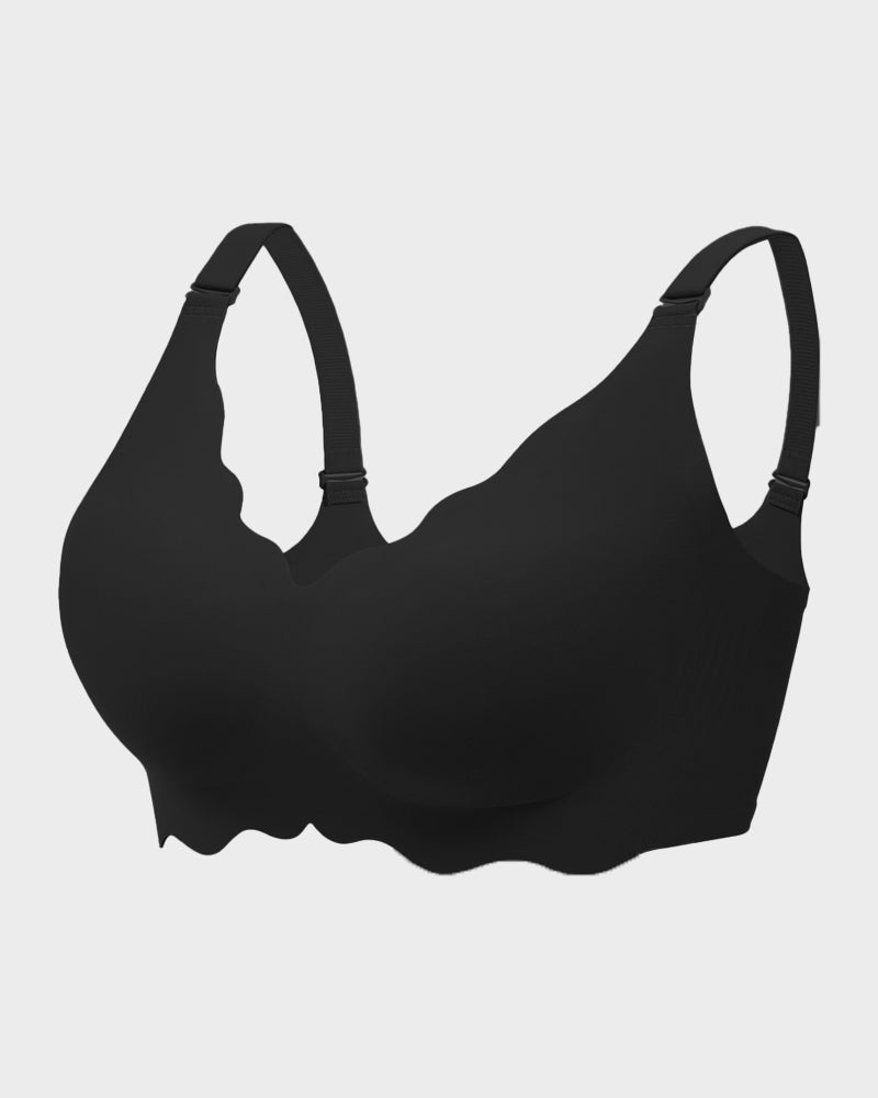 LilyCurve Soft Full Coverage Scalloped Wireless Jelly Bra in GY